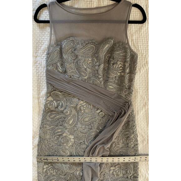 LAUREN RALPH LAUREN DRESS GOWN 4 GRAY LACE FLORAL EMBROIDERED MAXI LONG PAISLEY - Picture 13 of 13